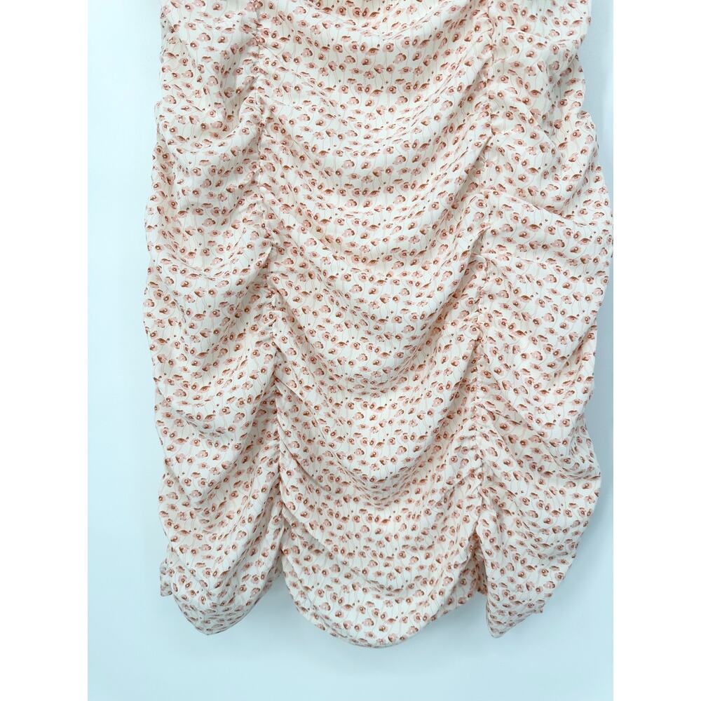 ASTR The Label Cinched Sweetheart Mini Dress Floral Ruffle Short Puff Sleeve - Picture 6 of 12